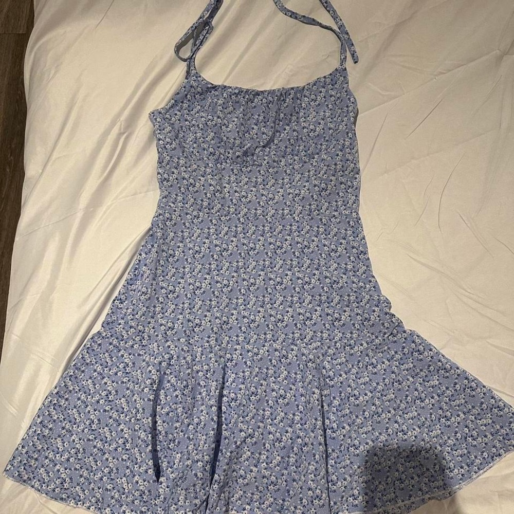 Blue floral mini dress
